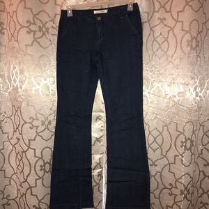 Dark wash wide leg trousers